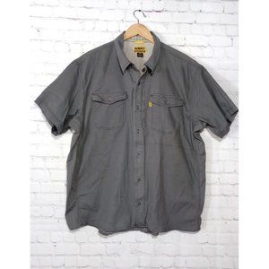 Dewalt Work Shirt Button Up Short Sleeve Hidden Pocket Gray Men's Size 2XL